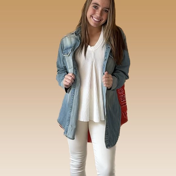 Cowtown Denim Shirt Jacket Size S/M - Picture 3 of 5